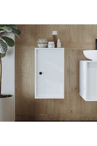 Banyo Dolabı Mat Mdf 60 X 35 Cm Banyo Boy Dolabı Beyaz Mat Beyaz