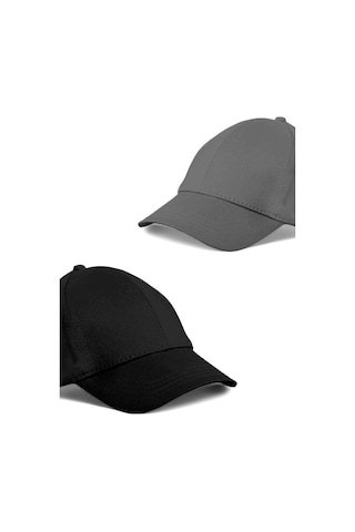Unisex Siyah Ve Gri Rengi 2'li Beyzbol Şapka Seti - Unisex Siyah - Gri