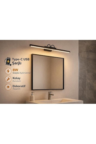 Sarjlı Led Flüt Resim Aplik / 8w / 3200k Gün Işığı / 50cm / Duvar Tipi Ayna/tablo Üstü Dekoratif Işık / Ip20 Diğer