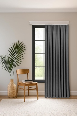 Fabric Design Safir Antrasit Ekstrafor Büzgülü Kadife Dokulu Yüksek Kaliteli Tek Kanat Fon Perde 300 X 270 Çok Renkli