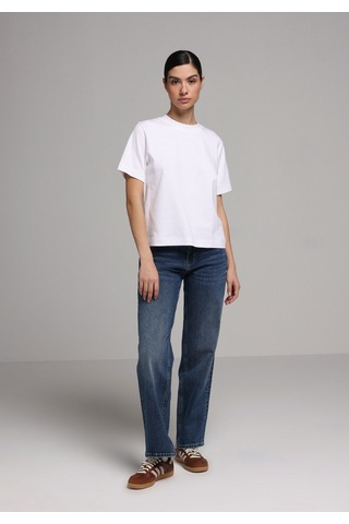 Colins Boxy Fit Yuvarlak Yaka Düz Kadın Beyaz Kısa Kol Tişört Cl1079037 Q1.v2 Wht Beyaz