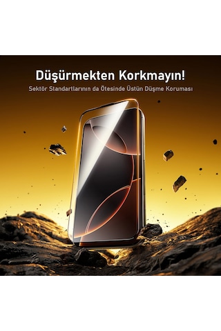 Aohi The Future İphone Uyumlu 16 Pro Max Kılıfı Siyah, Tam Kaplayan Kırılmaz Temperli Camlı Koruma-ssc14113