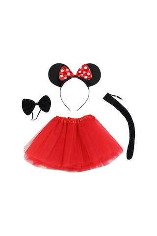 Minnie Mouse Kostüm Seti Etek Taç Kuyruk Papyon Gösteri Seti
