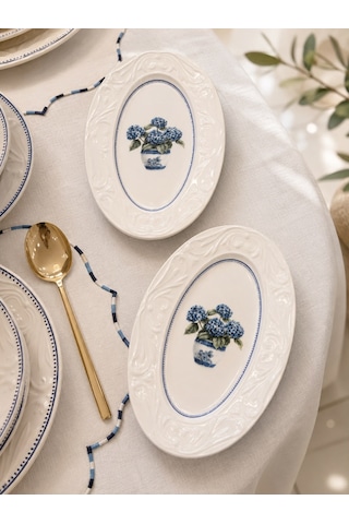 26 Parça 6 Kişilik Vintage Hydrangea Yemek Takımı-7210 Beyaz