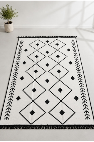 Kilim Paspas Çok Amaçlı Halı Makinede Yıkanabilir Toz Yapmaz Siyah