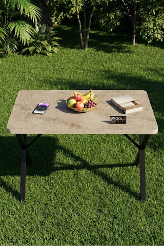 Mutfak Masası 110x70 Cm Modern Ahşap Görünümlü Yemek Masası Ofis Bahçe Balkon Cafe Masa 9831 Travert Çok Renkli