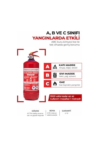 2 Kg Abc Yangın Söndürücü Tse Muayene Uyumlu Ce Tekne Araç