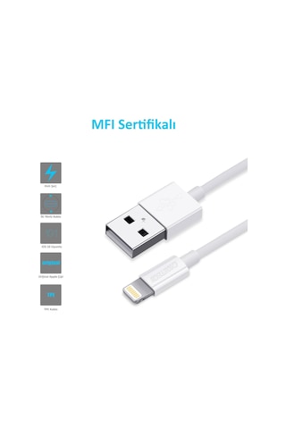 Choetech Lightning Usb Şarj Kablosu Mfı Lisanslı 1.8 Metre - Ip0027 - Beyaz
