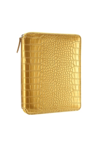 Victoria Journals Croco Zipperfolder Noktalı Organizer - Defter Altın 14.8x21cm
