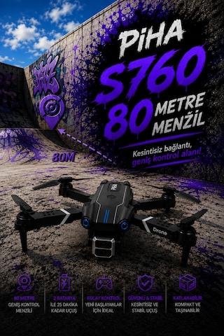 S760 Fırçalı Motor 2batarya&25dakika Uçuş 480p Kamera Taşıma Çantalı Drone