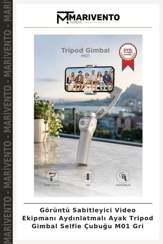 Görüntü Sabitleyici Video Ekipmanı Aydınlatmalı Ayak Tripod Gimbal Selfie Çubuğu M01 Gri