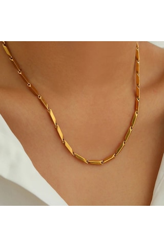 Çelik Kolye Titanyum Melon Düz Model 3 Mm 55 Cm Altın Sarısı Gold Gold