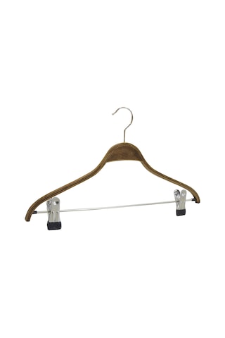 Nyn Ahşap Askı Mandallı Pantolon Etek Askısı Ceviz Renk 6 Adet Kahverengi