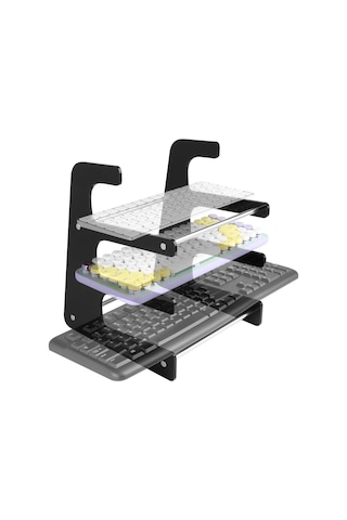 Sones Akrilik Klavye Saklama Braketi Üç Katmanlı Klavye Ekran Standı Siyah