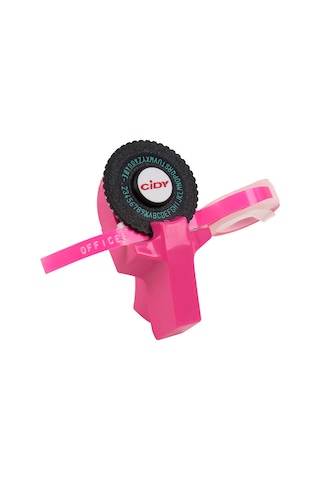 Tenfowee Pembe Mini Etiket Yazıcı - 9mm Genişliğinde 2 Adet Band Siyah + Rastgele Renk - Plastik Yapı - El Defteri Dekorasyonu İçin