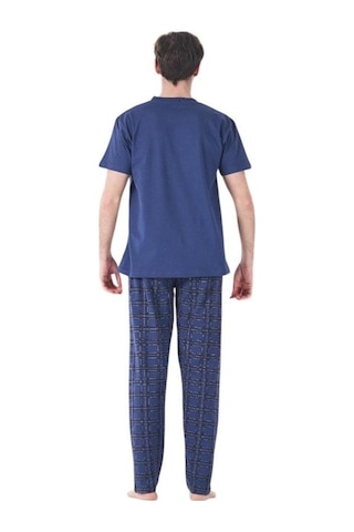 Estiva %100 Pamuk İnterlok Kısa Kol Erkek Pijama Takım Lacivert
