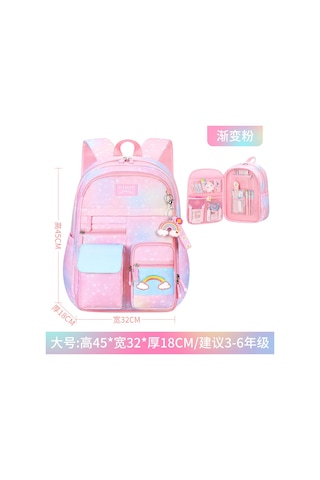 Vkemall Küçük Kızlar İçin Gradient Pembe Buzdolabı Desenli Çift Askılı Okul Çantası - Hafif, Dayanıklı Ve Çok Fonksiyonlu Outdoor Aktivitelere Uygun Çok Renkli