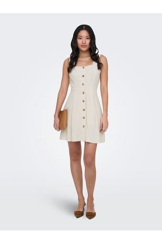 Only Onlsıesta Lınen Bl Short Strap Dress Pnt Kadın Gri Elbise - 15370390