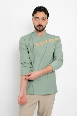 Çağla Ve Bej Garnili Şef Ceket Aşçı Uniforma Chef Ceket Personel Kıyafeti