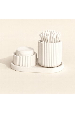 3 Lü Beton Banyo Düzenleyici Set Beyaz