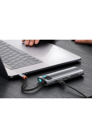 Baseus 100w 7in1 Çevirici Çoğaltıcı Adaptör, 3x Usb, 1x Type C, 1x 60hz Hdmı, 1x Tf-sd Girişli Hub