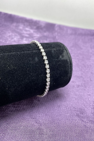 Gümüş Kaplama Zirkon Taşlı Su Yolu Bileklik Çok Renkli