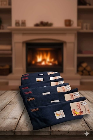 Thermal Pamuk Havlu Çorap 36-40 Numara Tamamı Siyah 6'lı Paket Set 3
