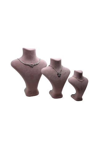 Yerli Üretim Süet Kumaş Pembe Renk Üç Boy Takı Mankeni Pembe