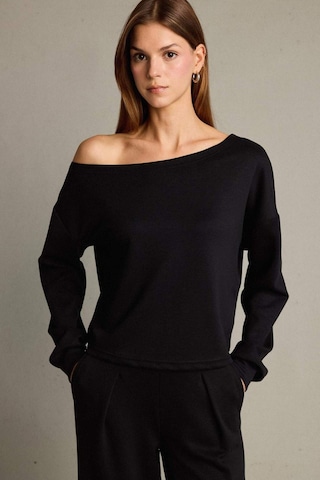 Defacto Kayık Yaka Modal Sweatshirt G2914ax25aubk81 Siyah