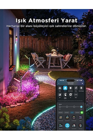 Govee Rgbww Dikey Bahçe Aydınlatması 2'li Çok Renkli
