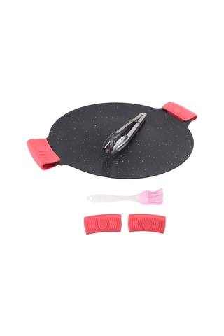 28cm Açık Hava Kamp Izgara Plakası Yapışmaz Kore Barbekü Plakası Siyah