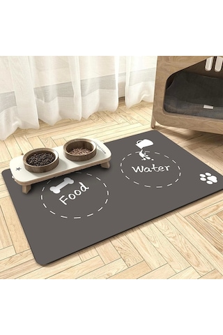 Matgo Pati Food Water Gri Evcil Hayvan Beslenme Matı Mama Paspası 50 x 70 CM