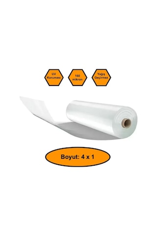 160 Micron Naylon Örtü, Şeffaf Su Geçirmez Naylon, 4x1 Metre
