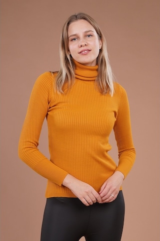 Gabria Kadın Balıkçı Yaka Kazak Hardal (524731064) Hardal