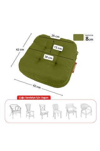 Xpermate 4'lü Çift Kat Sandalye Minderi 42x42x8 Yeşil