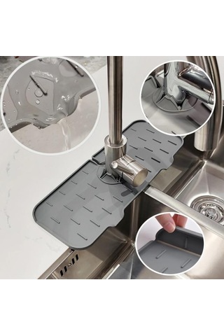 Su Engelleyici Mutfak Banyo Lavabo Musluk Kenarı Silikon Mat Sıçrama Engelleme Matı