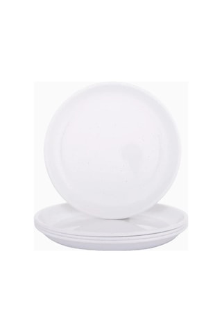 Barebones Rolled Enamelware Plate Kamp Mutfağı 4 Lü Emaye Tabak Mutfak Aksesuarları Beyaz