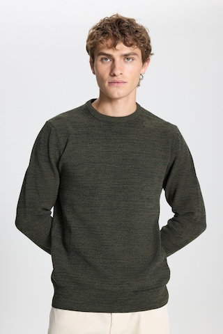 Erkek Hakı-ındıgo 2'li Paket Pamuklu Standart Fit Normal Kesim Bisiklet Yaka Triko Kazak Hakı-ındıgo