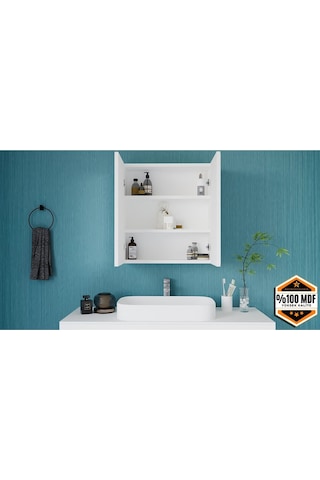 Fm01 2 Kapaklı Aynalı Banyo Dolabı Çok Amaçlı Banyo Dolabı Beyaz