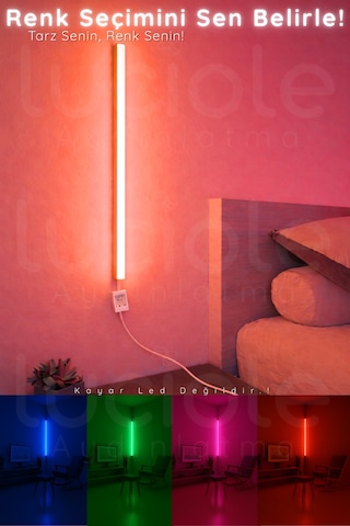 Uzaktan Kumandalı Led Aplik - Yatak Üstü, Tv Yanı ,oturma Odası - Rgb Çok Renkli 50 Cm
