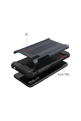 Ekılıf - Huawei P Smart S Y8p Uyumlu Kılıf Çift Katman Zırh Tank Crash Military Kapak - Rose Gold