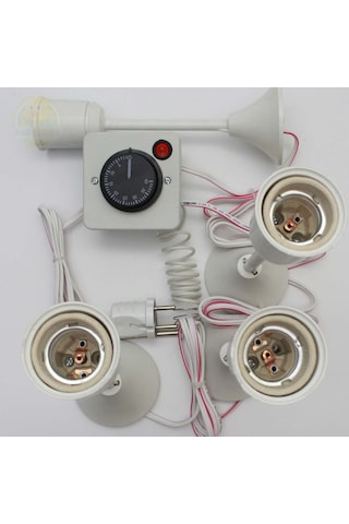 Termostat Kontrollü Düğmeli Yanan 1 Lamba Çıkışlı 3 Uzun Duyu Set