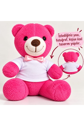 Koyu Fuşya 20 Cm Peluş Ayıcık Sevimli Hediye Oyuncak, Kişiye Özel Tasarım