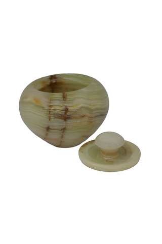 El Yapımı Oniks Doğal Taş Elma Model Şekerlik - 5 İnç Dekoratif