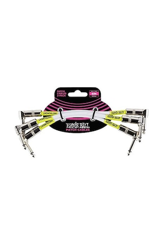 Ernie Ball 6" Çift Açılı Ara Kablolar 3'lü Paket Beyaz