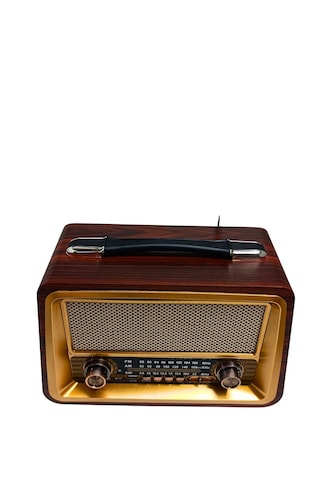 Gold Silver Gs-1340 Nostaljik Ahşap Radyo Şarjlı Bluetooth Hoparlör 3 Bant Fm Am Sw Usb Tf Kırmızı Ceviz