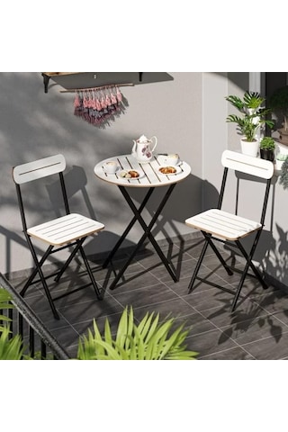 Masa Sandalye Bahçe Bistro Takım Yuvarlak Beyaz 1482 Beyaz