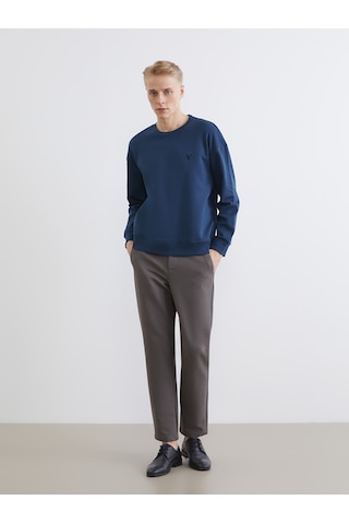 Lcw Vision İndigo Bisiklet Yaka Erkek Kalın Sweatshirt