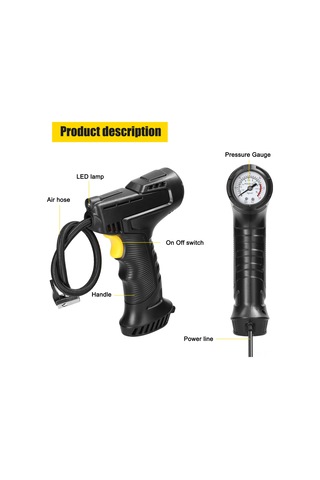 Teltree 12v 120w Arabalar İçin El Tipi Hızlı Lastik Şişirici, Led Işıklı, Portatif Abs Mini Kompresör