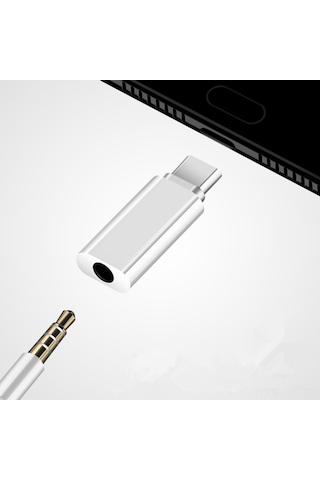 Mufunye Usb-c'den 3.5mm' Ye Ses Adaptörü, Kulaklık Ve Hoparlör İle Uyumlu, Taşınabilir Ve Dayanıklı, Beyaz